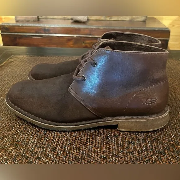 UGG Leather and Suede Chukka Boots Grizzly Brown Style 1014413
