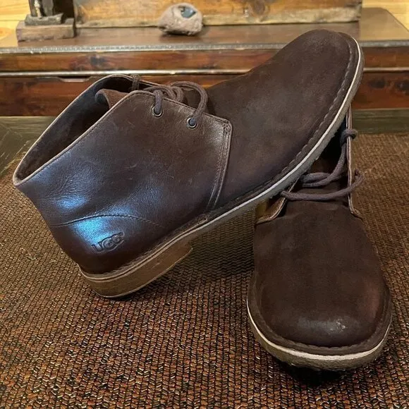 UGG Leather and Suede Chukka Boots Grizzly Brown Style 1014413