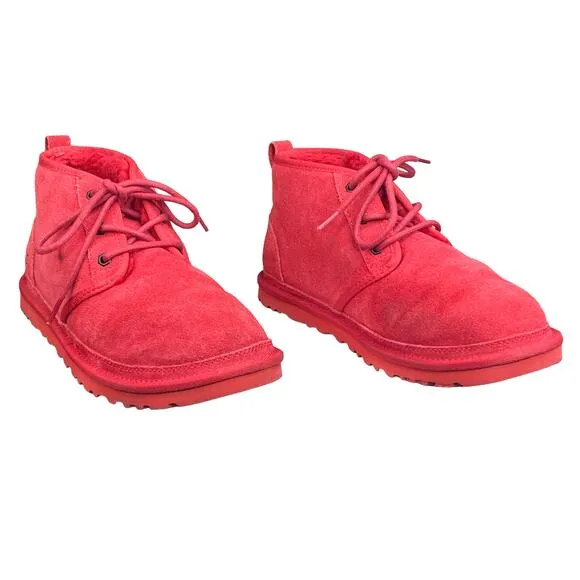 UGG Mens Neumel Red Suede Lace Up Winter Chukka Boots Size US 9