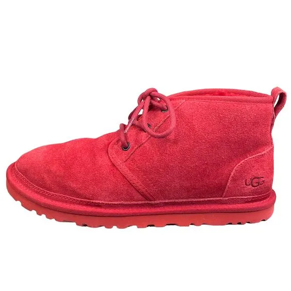 UGG Mens Neumel Red Suede Lace Up Winter Chukka Boots Size US 9