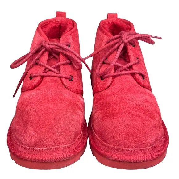 UGG Mens Neumel Red Suede Lace Up Winter Chukka Boots Size US 9