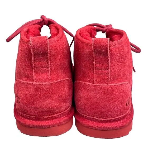 UGG Mens Neumel Red Suede Lace Up Winter Chukka Boots Size US 9