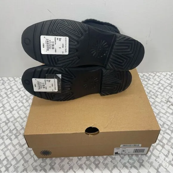 UGG Naiyah Size 8 Black Suede Leather Water repelling Short Winter Boots
