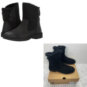 UGG Naiyah Size 9 Black Suede Leather Water repelling Short Winter Boots