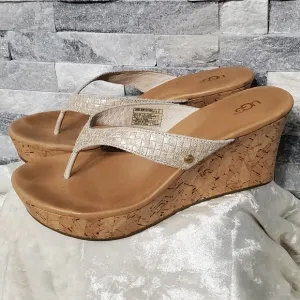 Ugg Natassia Metallic Basket Cork Wedge Sandals