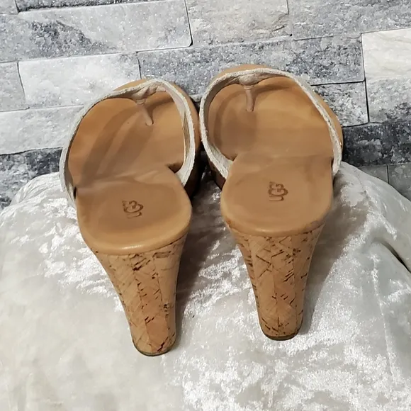 Ugg Natassia Metallic Basket Cork Wedge Sandals
