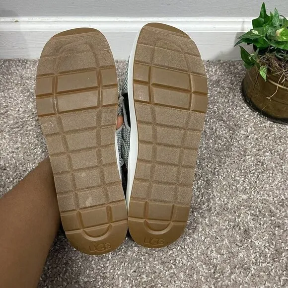 UGG Sandals Womens 7.5 Nella Crisscross Slingback Platform Gray Square Toe New