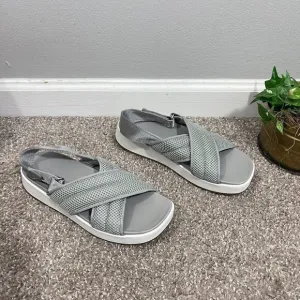 UGG Sandals Womens 7.5 Nella Crisscross Slingback Platform Gray Square Toe New