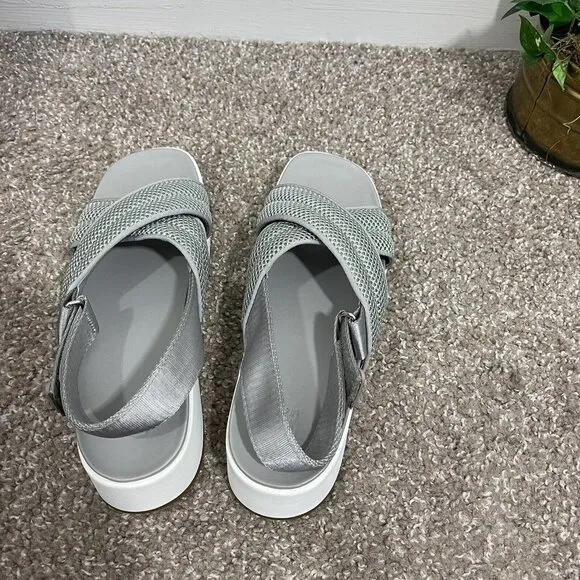 UGG Sandals Womens 7.5 Nella Crisscross Slingback Platform Gray Square Toe New