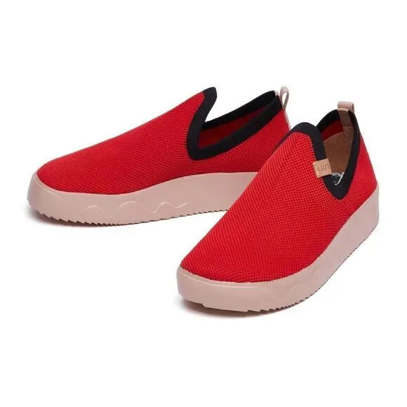 UIN Women's Shoes Slip On Knitted Comfort Sneaker(Fuerteventura- Crimson)
