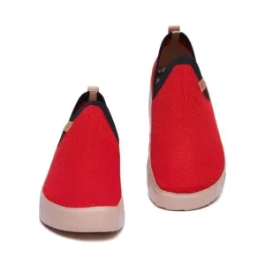 UIN Women's Shoes Slip On Knitted Comfort Sneaker(Fuerteventura- Crimson)