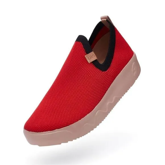 UIN Women's Shoes Slip On Knitted Comfort Sneaker(Fuerteventura- Crimson)