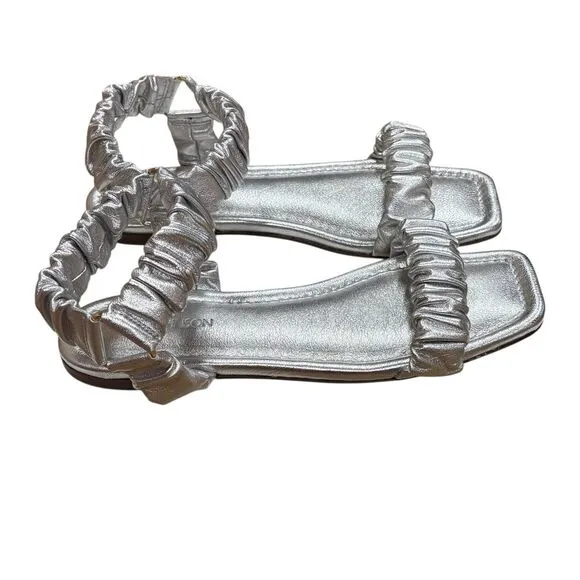ULLA JOHNSON Ellie Ruched Metallic Leather Sandals NWB Size 38 1/2