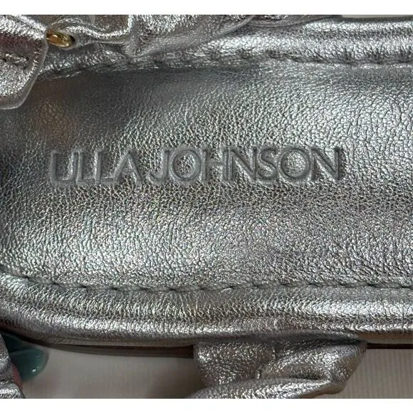 ULLA JOHNSON Ellie Ruched Metallic Leather Sandals NWB Size 38 1/2
