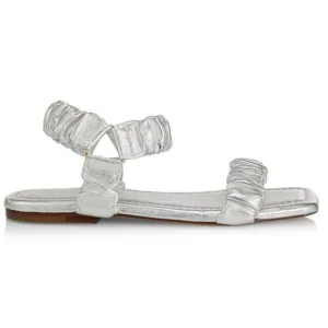 ULLA JOHNSON Ellie Ruched Metallic Leather Sandals NWB Size 38 1/2