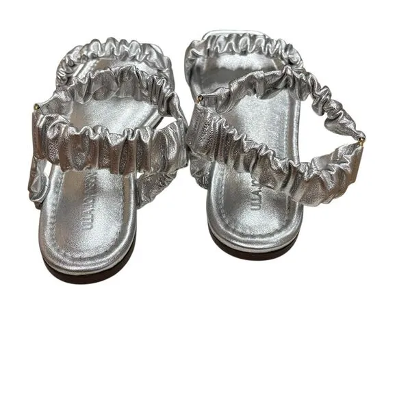 ULLA JOHNSON Ellie Ruched Metallic Leather Sandals NWB Size 38 1/2