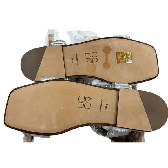 ULLA JOHNSON Ellie Ruched Metallic Leather Sandals NWB Size 38 1/2