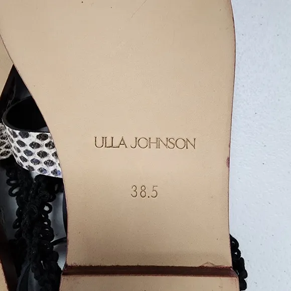 Ulla Johnson Petra Leather Sandals in Raven Snakeskin Size 8.5 NEW
