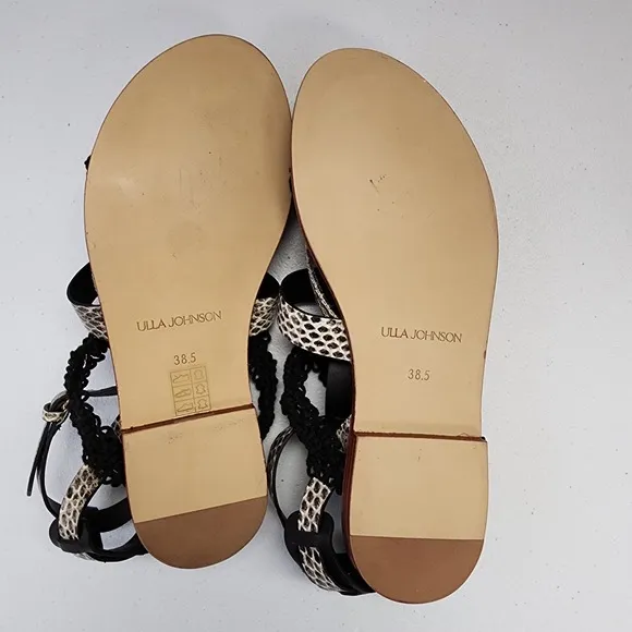 Ulla Johnson Petra Leather Sandals in Raven Snakeskin Size 8.5 NEW