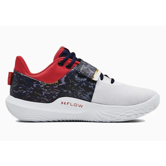 Under Armour UA Flow FUTR X Basketball Shoes | Navy Camo Red Gold | Men's Size 8