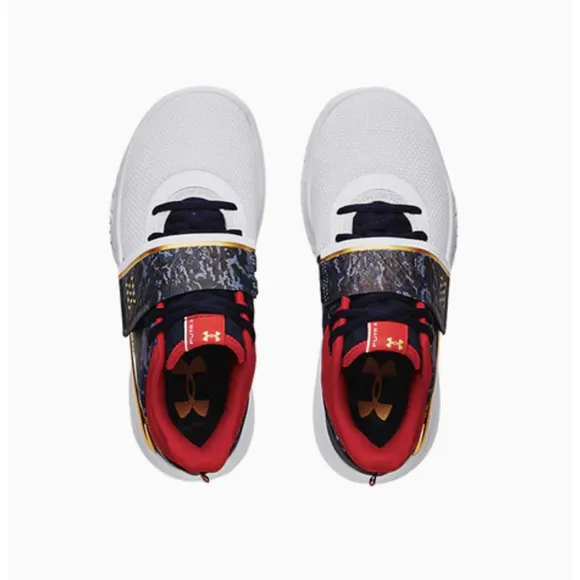 Under Armour UA Flow FUTR X Basketball Shoes | Navy Camo Red Gold | Men's Size 8