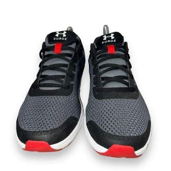 Under Armour UA Surge 2 Athletic Shoes Grey / Black / Red 3022595-100 Men's 8.5