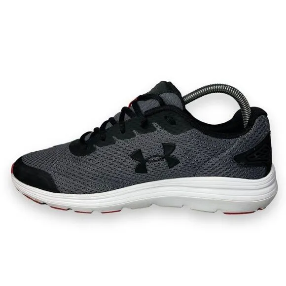 Under Armour UA Surge 2 Athletic Shoes Grey / Black / Red 3022595-100 Men's 8.5