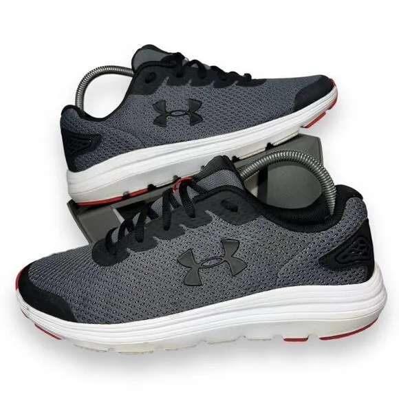 Under Armour UA Surge 2 Athletic Shoes Grey / Black / Red 3022595-100 Men's 8.5