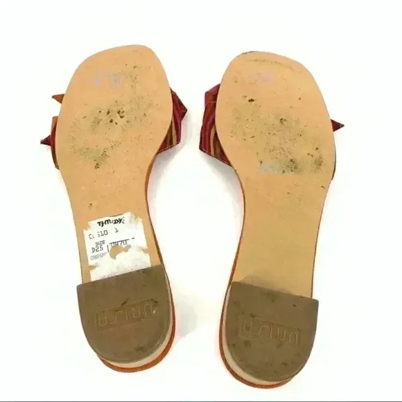 Unisa womens sandals size 6.5 Carissa multicolored bow stripes square toe 90s