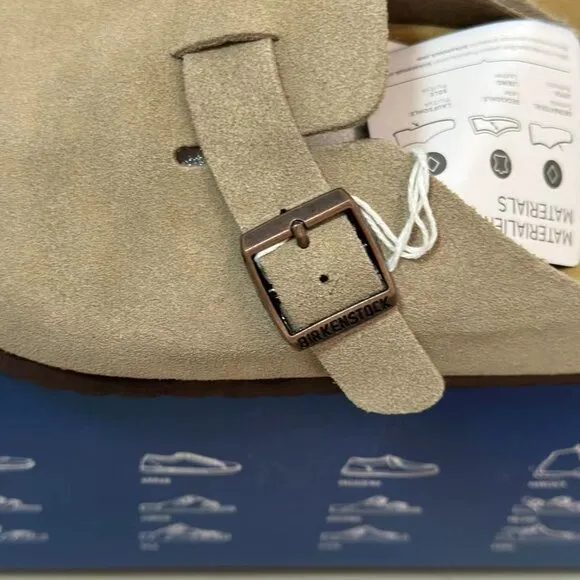 Unisex Taupe Birkenstock Boston Suede Slip-on Shoes