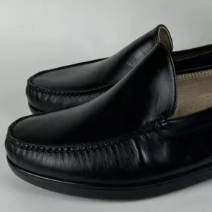 Unworn SAS Black Leather Slip On Loafers Dress Shoes Mens 15 M Comfort Moc Toe