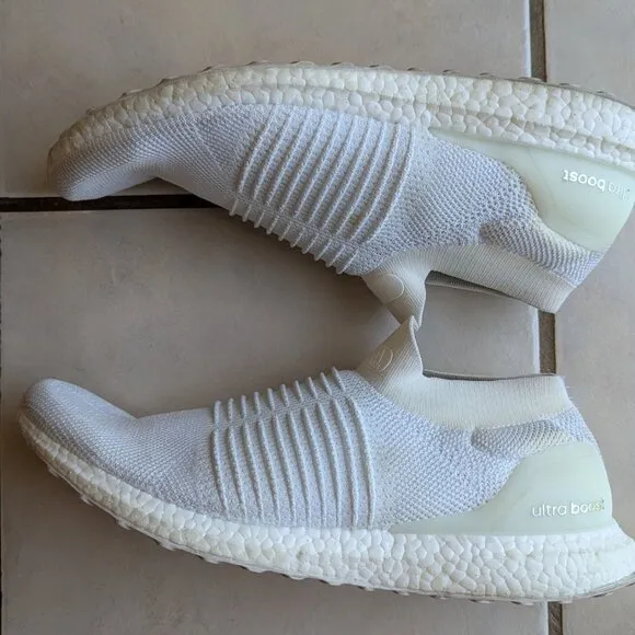 Used Adidas UltraBOOST Laceless Running Shoes – Triple White, Men’s Size 14