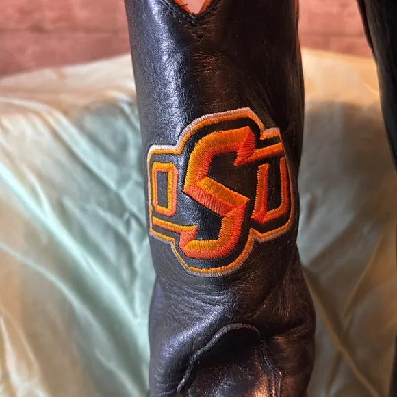 Used Nocona Men's Black Oklahoma State University Boots Size 13D