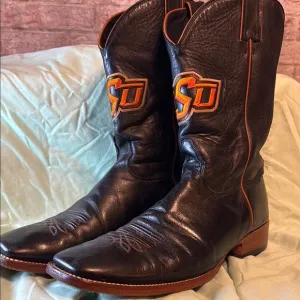 Used Nocona Men's Black Oklahoma State University Boots Size 13D