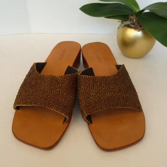 USINDO vintage beaded  square toe sandals