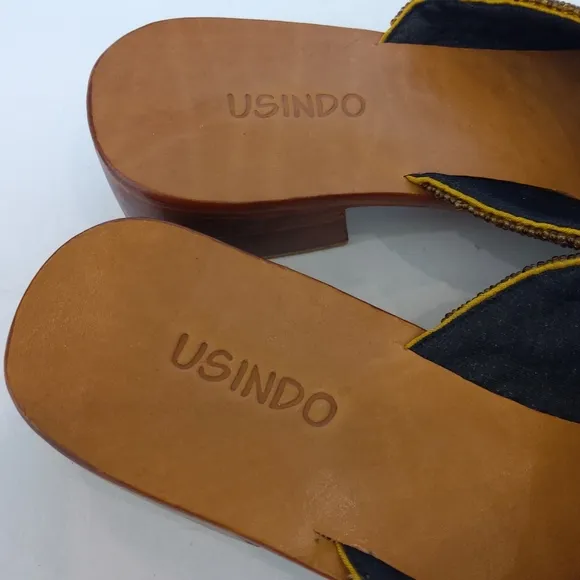 USINDO vintage beaded  square toe sandals