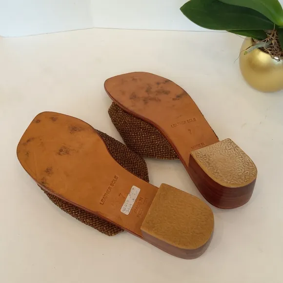 USINDO vintage beaded  square toe sandals