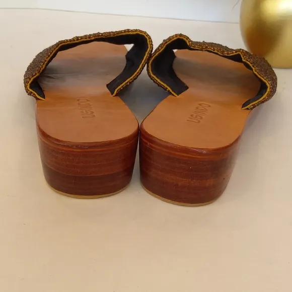 USINDO vintage beaded  square toe sandals