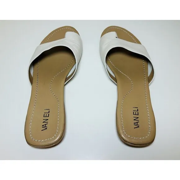 VANELi Tallis White Bogota Slip On Leather Toe Loop Sandals Women's 10.5