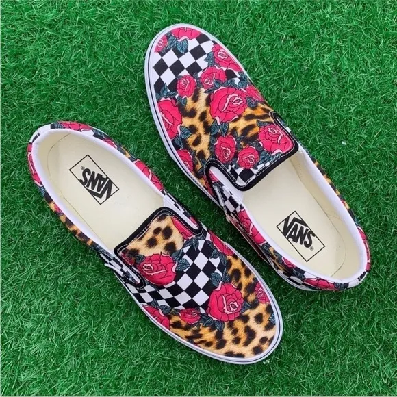 Vans Classic Slip On Rose Animal Checkerboard