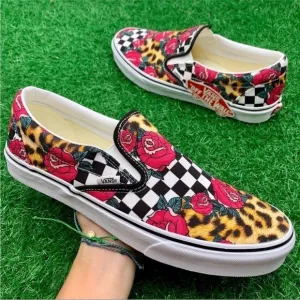 Vans Classic Slip On Rose Animal Checkerboard