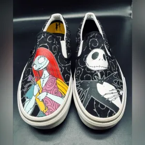 Vans Classic Slip-On Shoes Nightmare Before Christmas Jack and Sally 6.5M 8W