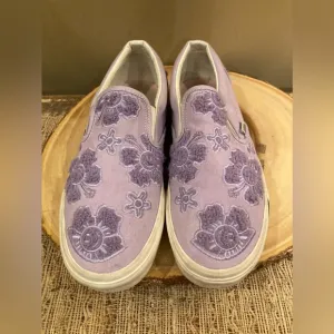 Vans Emma Mulholland on HolIday Slip-On Lilac Purple 3D Floral Sz-W-10 &amp; M8.5
