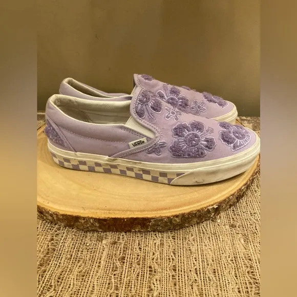 Vans Emma Mulholland on HolIday Slip-On Lilac Purple 3D Floral Sz-W-10 &amp; M8.5