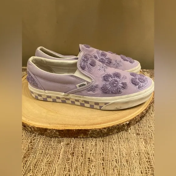 Vans Emma Mulholland on HolIday Slip-On Lilac Purple 3D Floral Sz-W-10 &amp; M8.5
