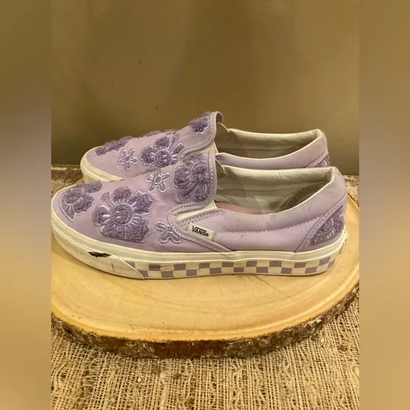 Vans Emma Mulholland on HolIday Slip-On Lilac Purple 3D Floral Sz-W-10 &amp; M8.5