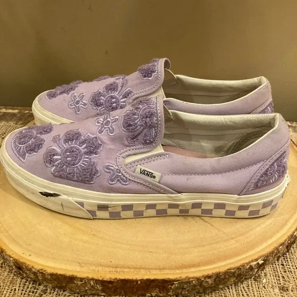 Vans Emma Mulholland on HolIday Slip-On Lilac Purple 3D Floral Sz-W-10 &amp; M8.5