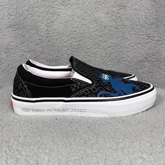 Vans Krooked By Natas For Ray Mens Size 6.5 Slip On Skate Shoes Black Canvas