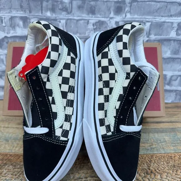 Vans Old Skool Primary Check Black White Shoes VN0A38HBP0S Kids Size 2.5 K New