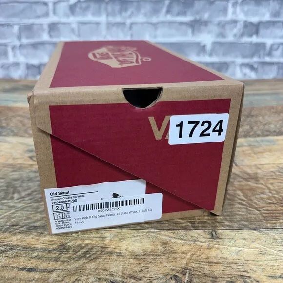 Vans Old Skool Primary Check Black White Shoes VN0A38HBP0S Kids Size 2.5 K New